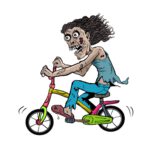 zombie, bicycle, bike, background, cartoon, cyclist, art, man, fun, street, black, creepy, halloween, biker, poster, scary, danger, dead, extreme, spooky, green, biohazard, infection, iphone wallpaper